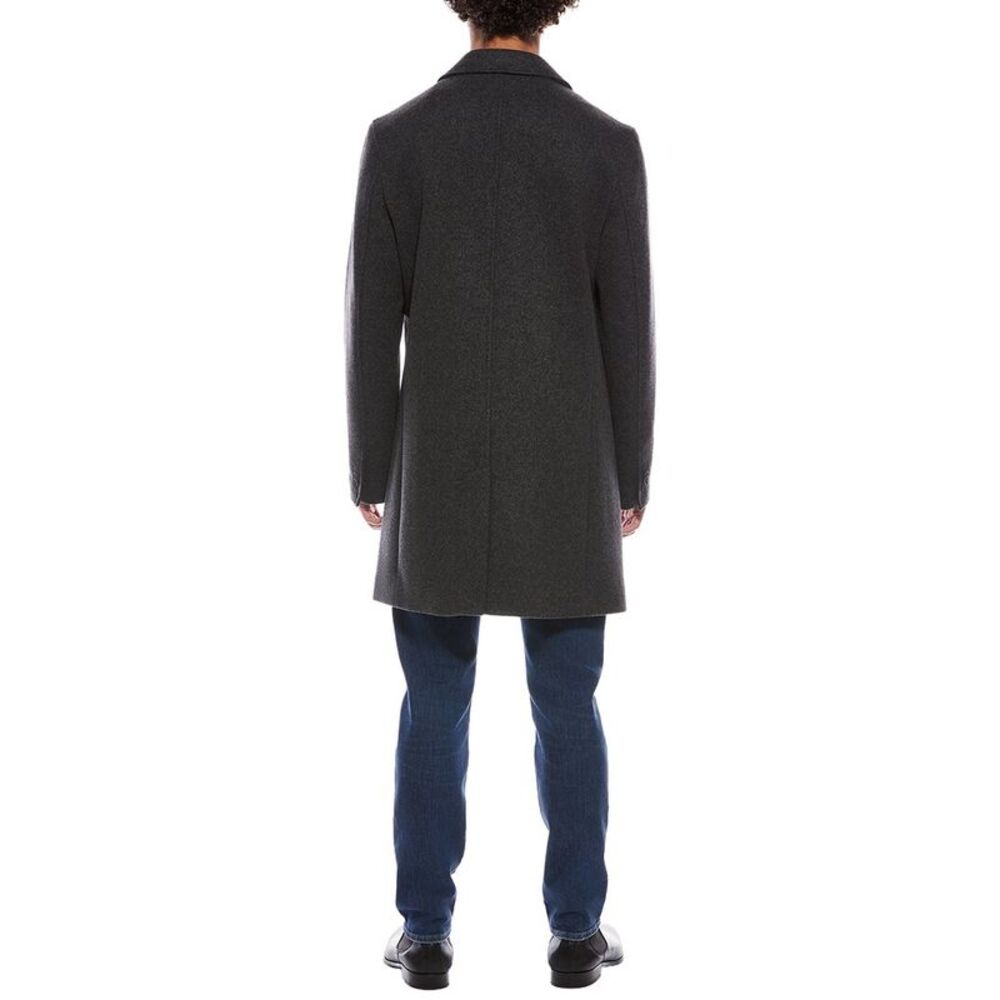 Cole Haan Mens Wool-Blend Top Coat, Grey - Picture 2 of 3